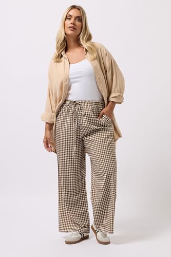 Yours Curve Women's Plus Size Gingham Wide Leg Pants Light Green2