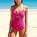 Sexy Cutout Halter One Piece Swimsuit for Women Front Tie Knot Tummy Control High Waisted Beach Vacation Swimwear Hot Pink