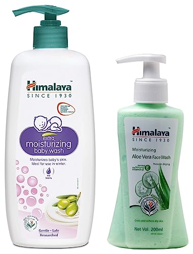 Image of Himalaya Moisturizing Aloe Vera Face Wash, 200ml & Himalaya Extra Moisturizing Baby Wash, 400 ml