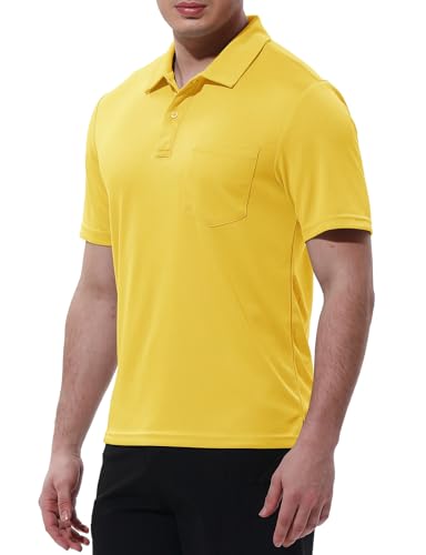 Image of Rdruko Men's Polo Shirts Short Sleeve Quick Dry Outdoor Golf Sports Shirts with Pocket