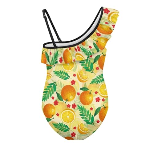 Image of Girls One Piece Bathing Suit,Slim-Fit Ruffle Strap Swimsuit with Adjustable Strap Quick Dry Summer Beach Swim Suit