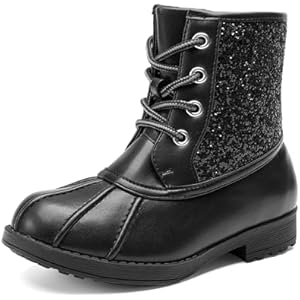 DREAM PAIRS Girls Glitter Ankle Boots Warm and Soft Velvet Lining with Side Zipper for Toddler/Little Kid/Big Kid 13 Little Kid All Black