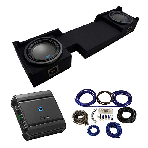 Compatible with 2004-2006 Ford F-150 Super Crew Truck Alpine Type S S-W10D2 Dual 10" Sub Box Enclosure with S-A60M Amplifier & 4GA Amp Kit