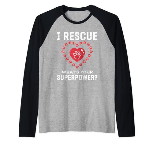 Vintage I Rescue What Your Superpower Dog Rescue Maglia con Maniche Raglan