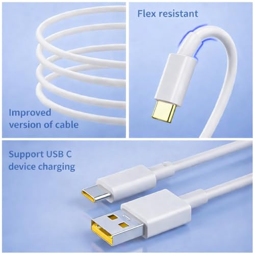Image of Realme 80W Supervooc Type C Cable Compatible with Realme 16 Pro plus /GT 8 Pro /13 Pro Plus /12 Pro+ /12Pro /10 Pro+ /9 Pro /P4x /7 /P4 / 60 Pro /50 Pro, White