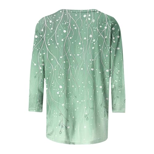Image of 3 /4 Sleeve Tshirts Shirts for Women Vintage Flowers T Shirt Crew Neck Going Out Tops Elbow Length Sleeve Tops