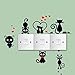 Removable Switch Sticker, 5 Pcs Cute Cartoon Black Cats Wall Sticker, Light Switch Decor Decals, Family DIY Decor Art Car Stickers Home Decor Wall Art for Kids Living Room Office Decoration