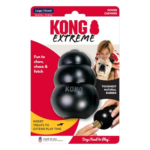 KONG Extreme - Juguete para Perros - Juguete de cobro y masticación para masticadores intensos - Dispensador de premios para Perros - Fabricado en Goma Natural Resistente - para Perros Grande