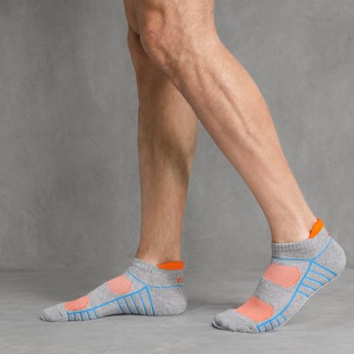 Image of Lapulas Athletic Running Ankle Socks, Low Cut Cushioned Anti-Blister Tab Sports Socks Men Women 6Pairs
