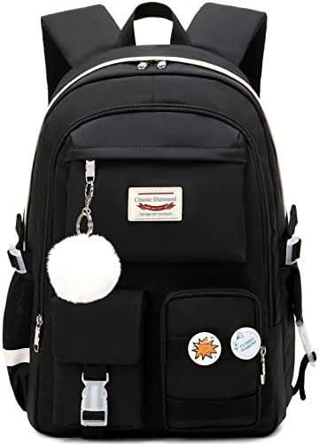 Classic Diamond Mochila escolar para meninas, fofa, bolsa escolar, kawaii, anime, mochila universitária para meninas adolescentes, Preto, Large, Anime