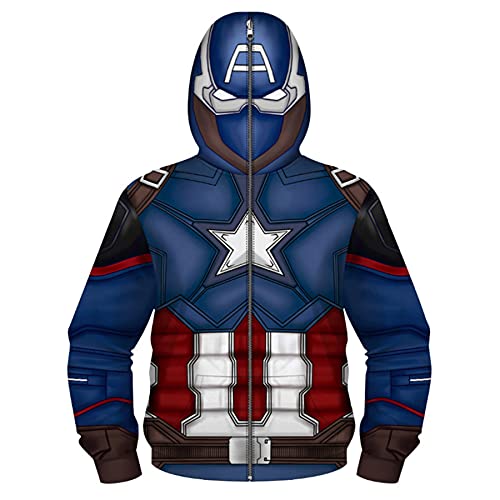 MYYLY Captain America Hoodie Für Kinder 3D-Druck Reißverschluss...