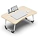 WEYO Tavolino per servire da Letto colazione e caffè pieghevole, Tavolo regolabile per Laptop PC portatile, supporto da lettura per divano, multifunzione comodino, 60*40*27 cm (Beige con scanalatura)