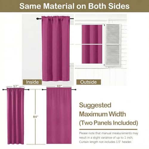 Image of Hot Pink Blackout Curtains for Bedroom 84 Inch Length 2 Panels Set, Thermal Insulated Curtains for Living Room Nursery, Energy Saving Cortinas Blackout para Dormitorio, 2x40Wx84L