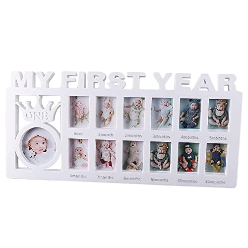 Baby Bilderrahmen Erinnerung für Erste Jahr 12 Monate Fotorahmen Collage Baby Bilderrahmen Mein Erstes Jahr Erinnerung Wachstumsrekord Babygeschenke für Neugeborene Babyparty Ersten Geburtstag