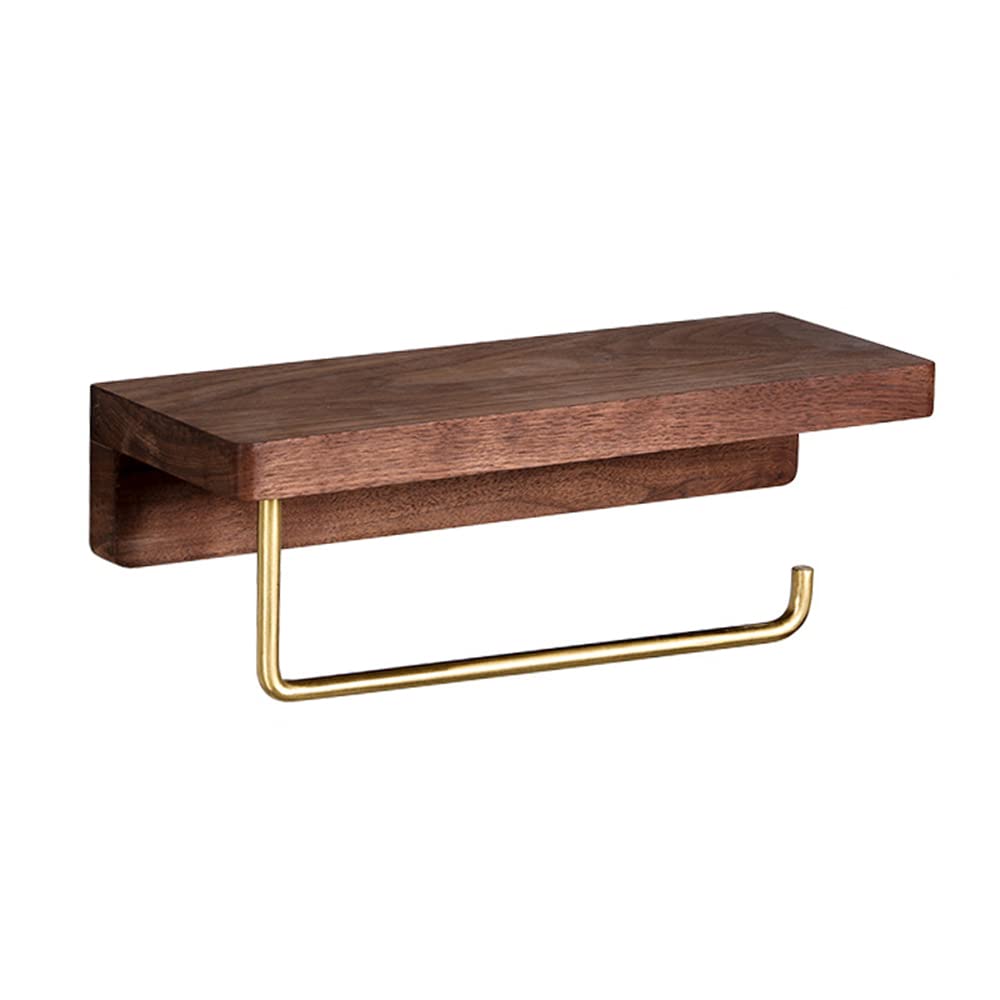 Portarrollos de Papel higiénico de Madera para Pared de baño o Cocina con Estante, portarrollos Doble para baño, portarrollos Autoadhesivo, 3,18 cm (4,28 cm) (1,28 cm)
