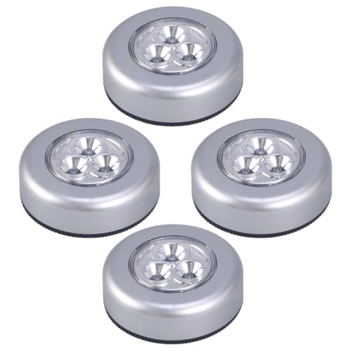 SILENRADAWN Luz Nocturna Táctil Portátil LED 3 Luces Batería, Lámparas Adhesivas para Armarios y Gabinetes, sin Cable, Adecuado para Interiores y Viajes, Pack 4 Unidades sin Pilas