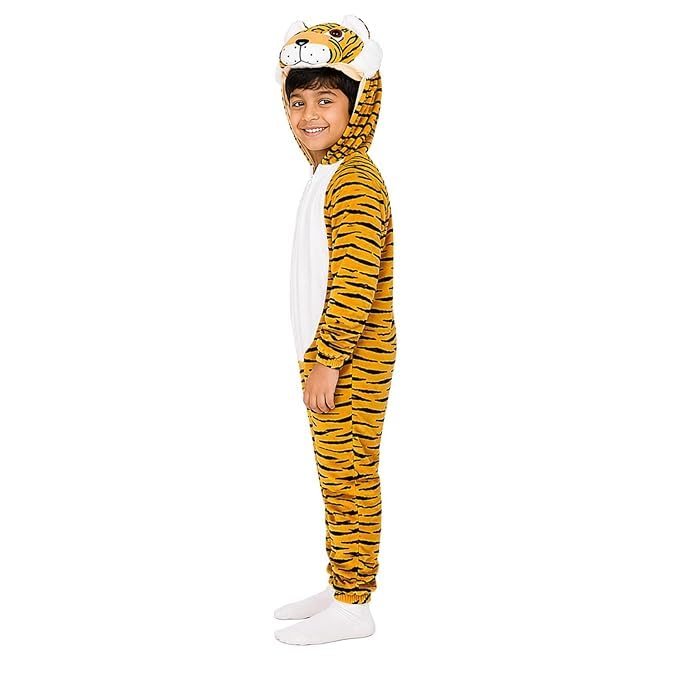 Image of Kids Animal Costume with Hood for Boys & Girls | Soft Plush Animal Fancy Dress Outfit | Jungle Theme Costume for School Functions, Birthday Parties, Role Play & Fancy Dress Competitions