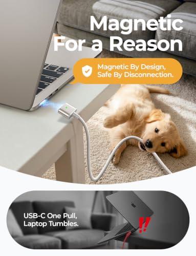 Image of LISEN MacBook Air Charger Magnetic 140W Magsafe 3 Cable, Starlight 6.6FT