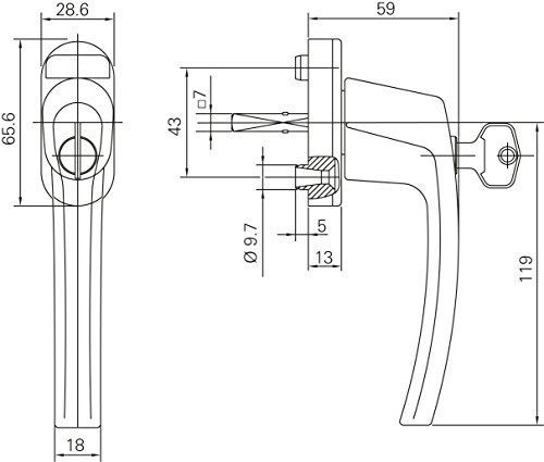 Roto Fenstergriff Line abschließbar 40 Nm natursilber mit Schrauben Vierkantstift 7 x 37 mm