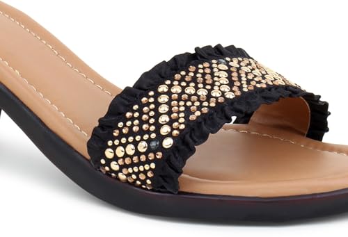 Image of Action Women's Knitted Mule Sandals| Block Heel 10cm| Peep-Toe Design Beige