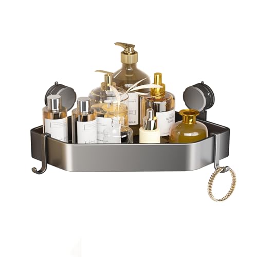 MIKEE Corner Shower Caddy - No Drill Rustproof Aluminum,Space-Saving Strong