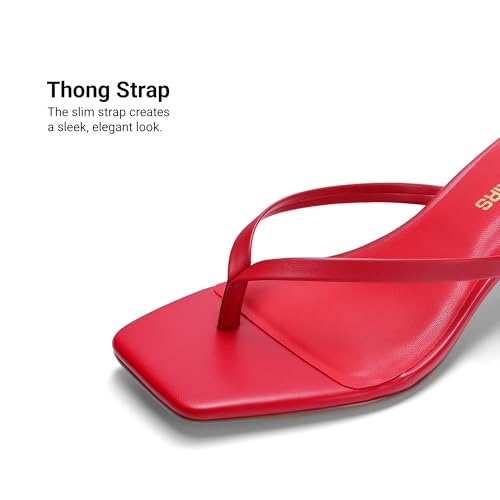 Image of DREAM PAIRS Kitten Heels for Women Flip Flop Low Heels Square Open Toe Sandals Thong 1.97 Inch Heeled Sandals for Summer Vacation