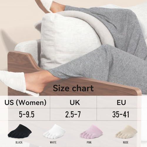 Image of likloks Half Socks for Women Cotton Toe Topper Hidden Non-Slip Toe Separation Liner Socks, Pink - 6 Pairs