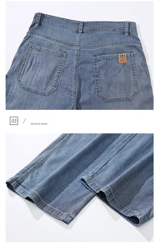 Men's Lyocell Jeans Straight Trousers Loose Wide Breathable Denim Pants Streetwear3