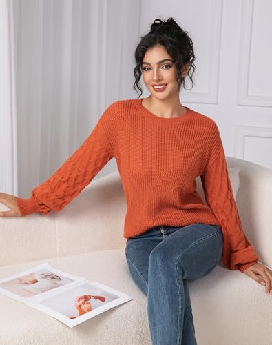 Fall Sweaters for Women 2025 - Lightweight, Honeycomb Long Sleeve, Elastic Hem, Crew Neck, Textured Knit Pullover
