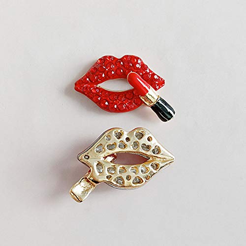 Xqingmei 10 Pieces Color Rhinestone Red Lips Flatback Resin Decor Accessories Crystal Mud Stuffing Cute Charm Embellishments Diy Hair Clip Phone Case Ornament Scrapbook Crafts Suit #TOP2