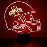 Officially Licensed Iowa State University Cyclones Football Helmet Custom LED Sign Night Light Lamp with Remote, Light Up Display with Personalized Name or Image, Customized, Made in The USA