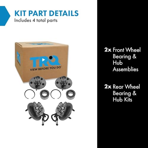 Image of TRQ 2 Piece Front Rear Wheel Bearing & Hub Assembly Set Compatible with 2002-2005 Ford Explorer 2003-2005 Lincoln Aviator Mercury Mountaineer