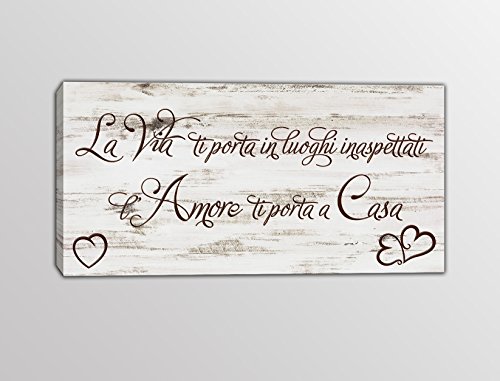 QUADRO MODERNO STILE SHABBY CHIC FRASE VITA DECORAZIONI DA...