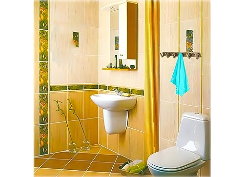 Image of Heavy Duty L Type Stainless Steel Cloth Hanger Suitable for Bathroom Bedroom Kitchen Wall Hook Rail Hanging Scarf Coat Keys Tie, Towel, Robe Hanger (Pack of 1, 6 Pin Antique)