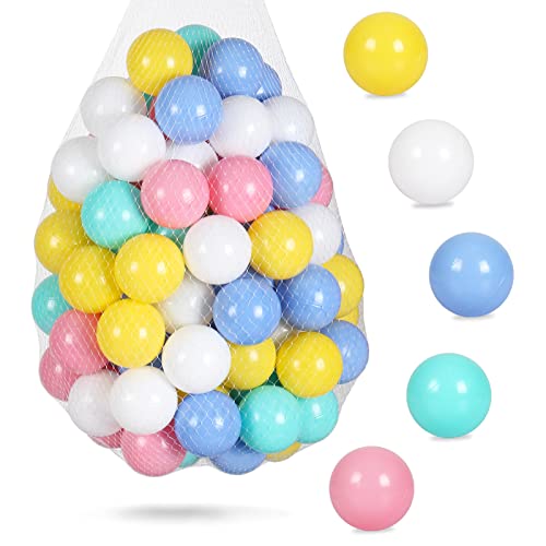 MODEREVE Ball Pit Balls 100 for Kids, 2.2\" Plastic Balls for Ball Pit, Crush Proof & Non Toxic Soft Plastic Balls for Chidren Play Tent Playpen