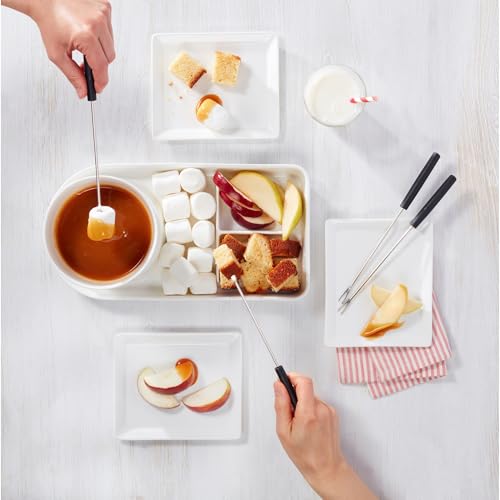 Starfrit Gourmet Bistro 8-Piece Chocolate Fondue Set, Porcelain Bowl & Plate, Tealight Candle Warmer, 4 Stainless Forks, Dishwasher Safe, Dessert Sharing Set by Starfrit - Image 6