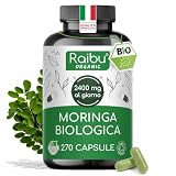 Moringa Capsule Biologica, 2400 mg per Dose - 270 capsule di Moringa Oleifera in polvere -...