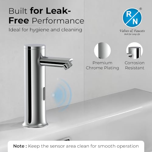 Image of RN Automatic Touchless Sensor Faucet for Wash Basin, Motion Sensor Bathroom Sink Tap, Hands-Free Smart Faucet with Chrome Finish, Water Saving Kitchen & Bath Fixture (Pillar Body.2)
