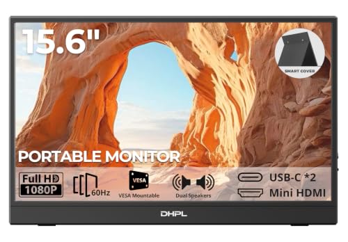Image of Portable Monitor for Laptop, 15.6-inch FHD 1080P 60Hz IPS Matte Screen, Laptop Screen Extension, USB-C & Mini HDMI, VESA Mount Support, Compatible with PC, MacBook, Switch, PS4 /5, Xbox