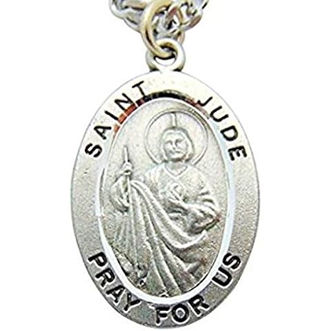 Westmon Works St Jude Solid Pewter One Inch Saint Medal with Stainless Steel Chain Cover