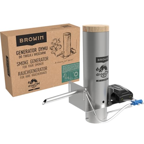 BROWIN® Rauchgenerator DragON Jet 2 Long mit Aschenbecher und Pumpe 330146 | Kaltrauchgenerator aus Edelstahl | für jeden Räucherofen | innovative Düse | Perfekter Rauchgenuss