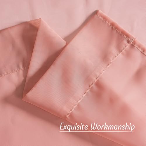 Image of NICETOWN Coral Pink Sheer Window Curtains for Princess Room, Grommet Voile Sheer Window Treatment Light Filtering for Bedroom /Girls Room, W54 x L84, 2 Panels