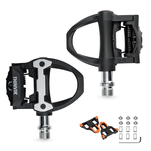 Thinvik Pedales de Carretera para Shimano SPD-SL – Calas Incluidas, Tensión Ajustable 6°, Pedales 9/16'' Eje de 53 mm