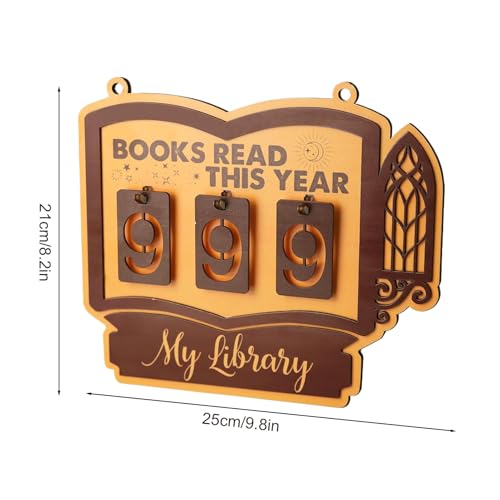 Contador de libros leídos de madera y decoración colgable para librería 6