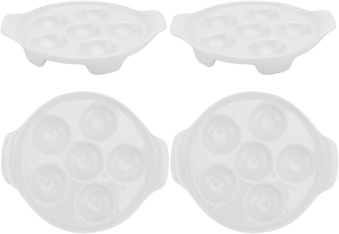 Luxshiny 4pcs Ceramic Escargot Dish Versatile Egg Holder for Deviled Eggs and Easter Displays and Easy to Clean Serving Tray for Entertaining