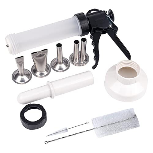 Sakuchi Jerky Gun Kit 1 Pound Food Grade Plastic Beef Jerky Guns, Jerky Maker with 4 Stainless Steel Nozzles and 2 Cleaning Brushes