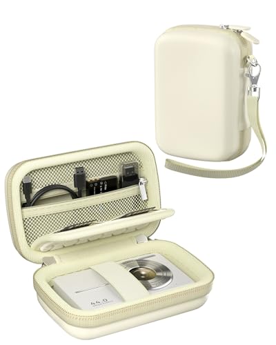 ProCase Digital Camera Case for CAMKORY/Lecran/Lecnippy/Froitx/aycy/FJFJOPK/KODAK PIXPRO FZ55/FZ45 4K Vlogging Camera Compact Hard Storage Travel Bag with Mesh Pocket for Batteries SD Card -Cream