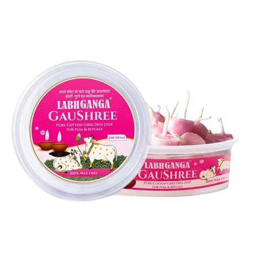 LABH GANGA Pure Ghee Wicks for Puja Pooja for Home and Mandir. Nitya