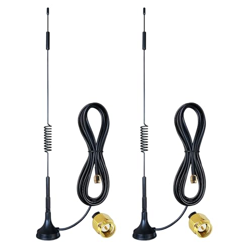 Dixingtek GSM 3G 4G LTE SMA Magnetic Antenna, Compatible with 4G LTE Router Game Camera Network Card IP Camera Video Security Camera IoT Cellular Phone 2 Pack 2-Meter Cable Spring 4G Antennas