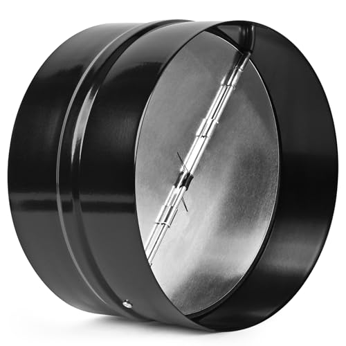6 Inch Draft Blocker Backdraft Damper Duct Draft Stopper One-Way Airflow Ducting Insert Backflow Preventer Inline Fan Vent Deflector - Black